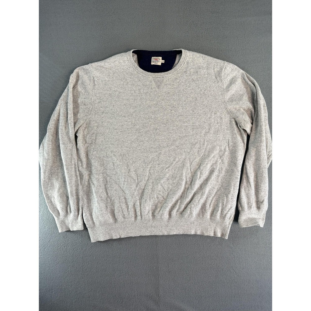 Faherty Sweater Mens XL Gray Heather Crew Neck Soft Knit Pullover Casual